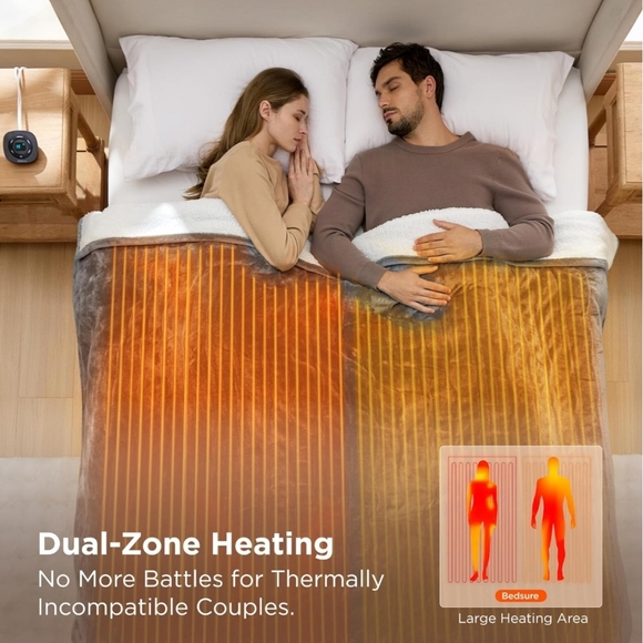 Bedsure Electric Blanket Queen Size - Dual Control (84x90 inches, Grey) - Picture 5 of 8